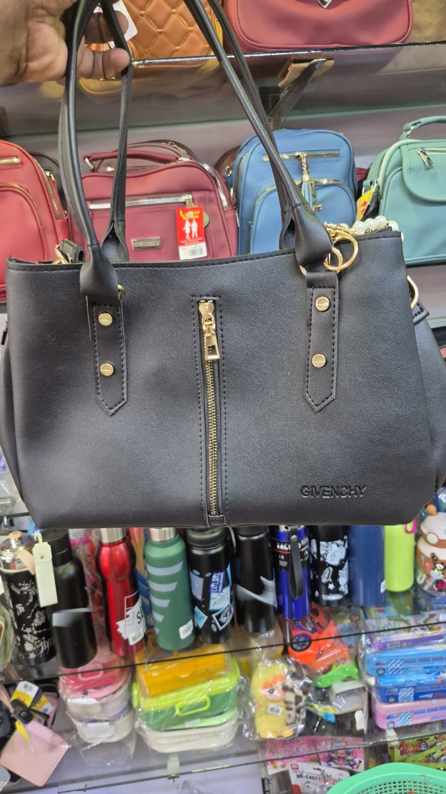 Zip Front Handbag – Black