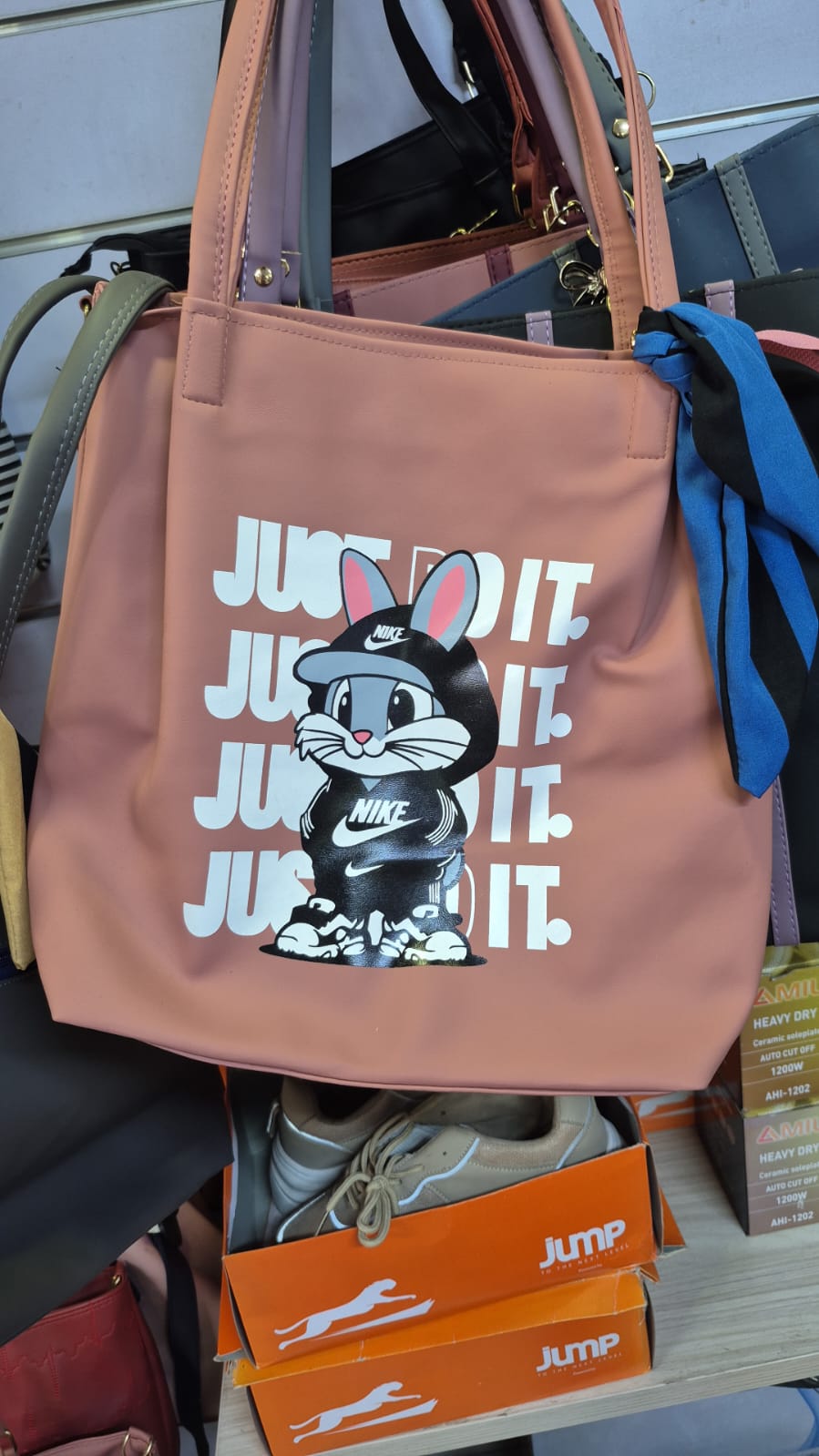 Cartoon Print Tote – Dusty Pink